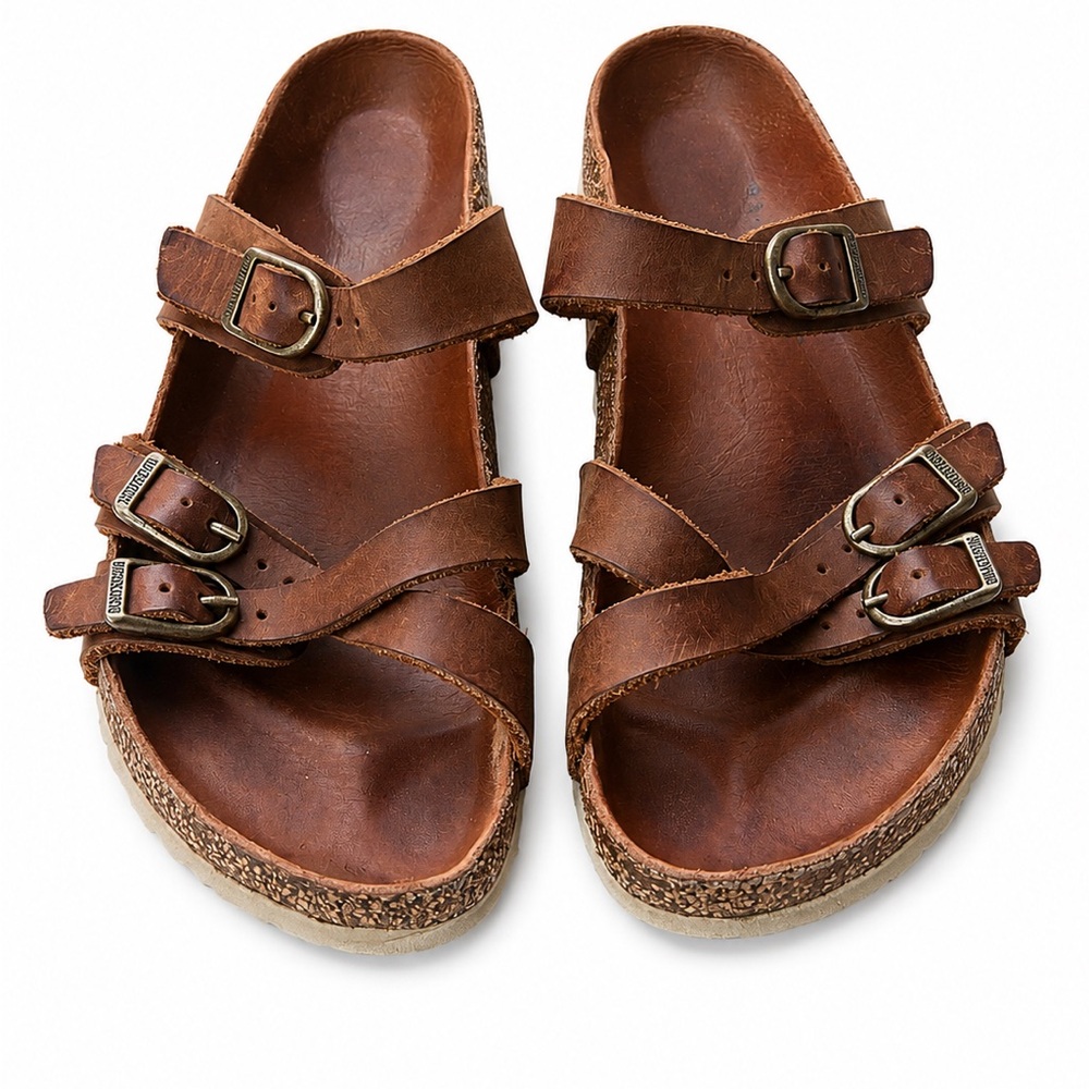 Brown Birkenstock leather sandals size 39 - Picture 1 of 8